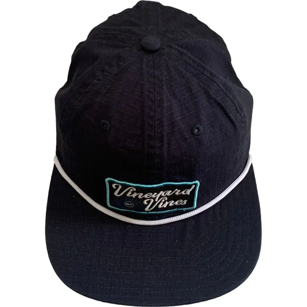 Vineyard Vines Script Patch Logo Ripstop Snapback Adjustable Hat Cap Brand New